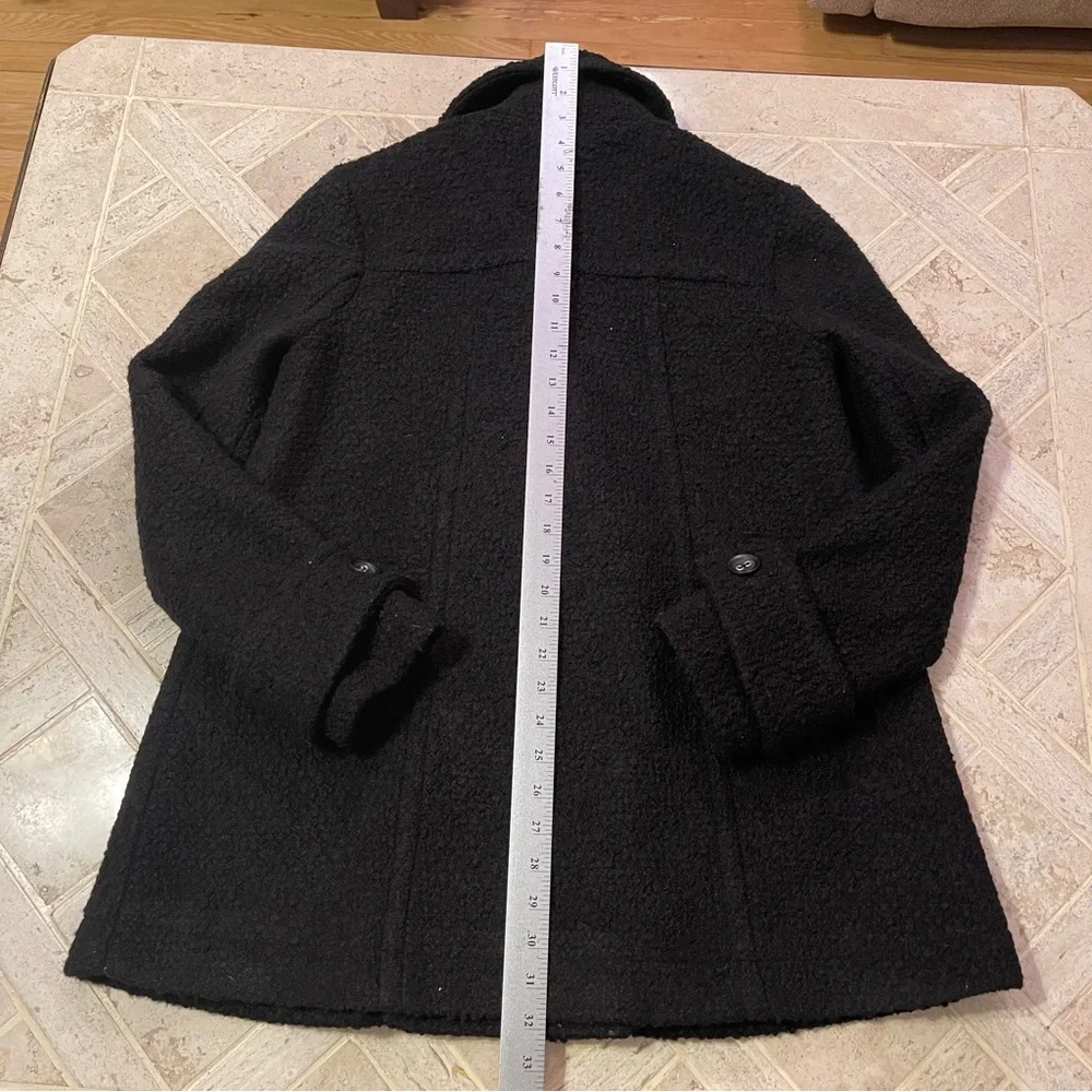 Free People Classic Black Double-Breasted Pea Coat EUC